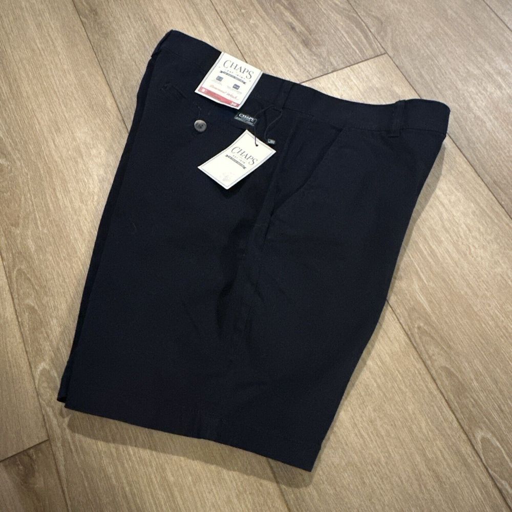 Chaps Men's Seacoast Wash Chino Shorts American Navy Stretch Size 30 9" NEW